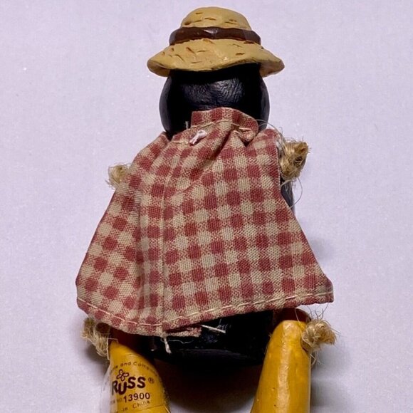 Russ Berrie & Co. 13900 VTG Collectible Crow Bird Jointed Mini’s Wooden Sitters - Picture 8 of 11